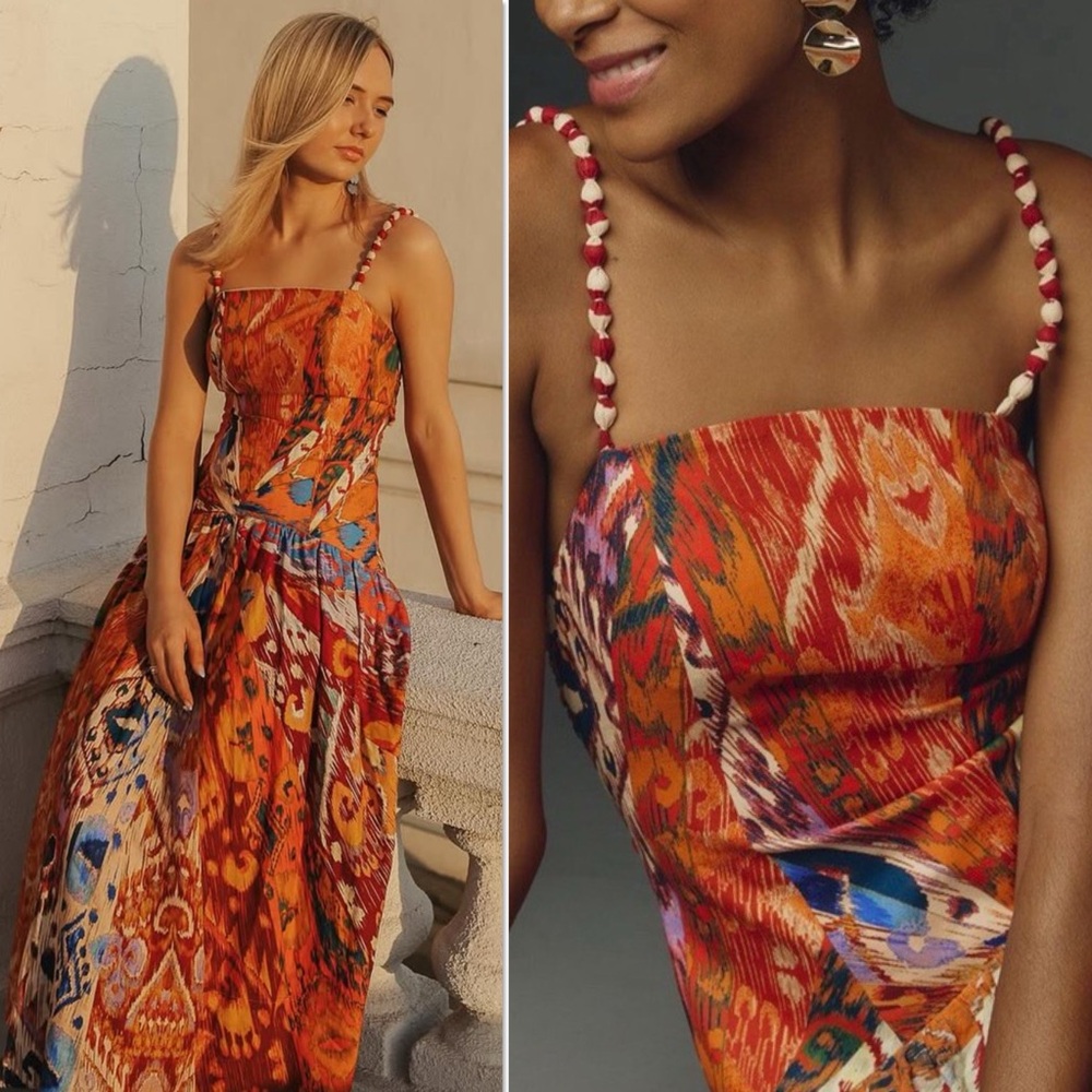 Farm Rio x Anthropologie. Spliced Bare Midi Dress. Large.